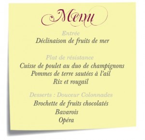 Menu du 05 Juillet